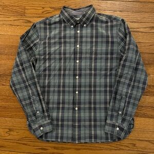 Docker's Men's Size L Green Plaid Long Sleeve Button Up Shirt Pocket